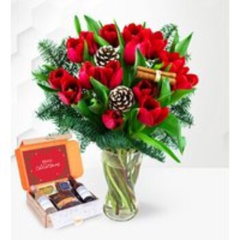 Christmas Tulips & Wine Gift