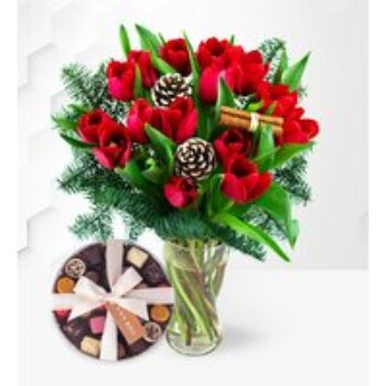 Christmas Tulips with Belgian Chocolates