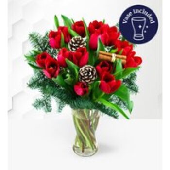 Christmas Tulips with Vase