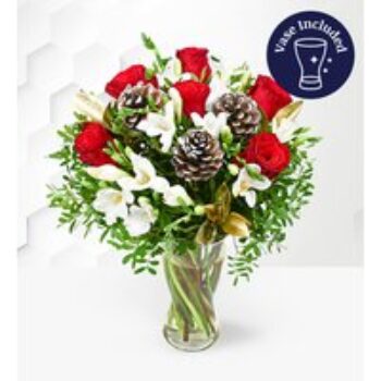 Festive Rose & Freesia with Vase