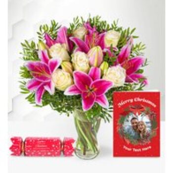 Festive Pink Lilies & Roses & Festive Treats