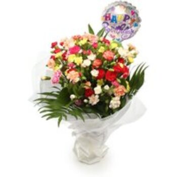 Birthday Balloon & Multi Colour Star Bouquet