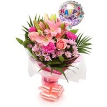 Birthday Balloon & Pink Candy Bouquet