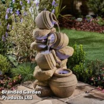 Serenity Cascading Tipping Pots Stone Wall Water Feature