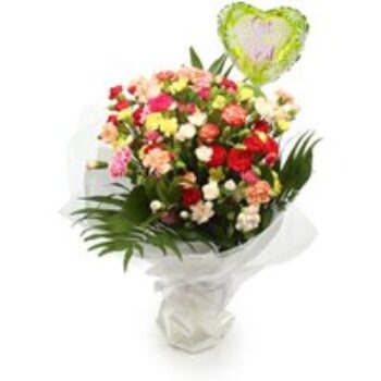 Get Well Balloon & Multi Colour star Bouquet