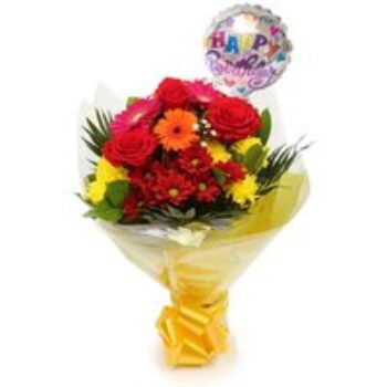 Birthday Balloon & Beauty Blooms Bouquet