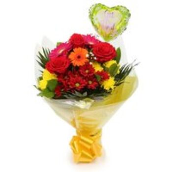 Get Well Balloon & Beauty Blooms Bouquet