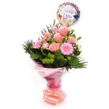 Thank You Balloon & Cherished Pink Bouquet