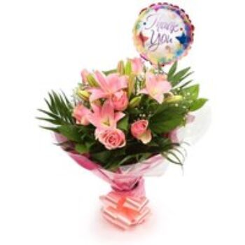 Thank You Balloon & Pink Jewel Bouquet