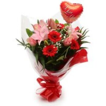 Love You Balloon & Pink Red Deluxe Bouquet