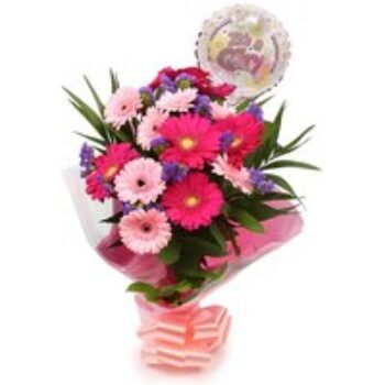 Its A Girl Balloon & Gerbera Blush