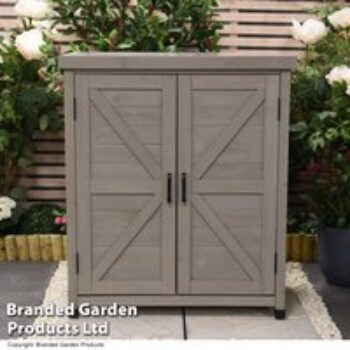 Grey Wooden Garden Storage Cabinet