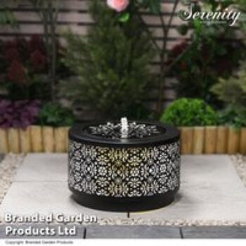 Mosaic Grey Lantern Effect Metal Water Feature