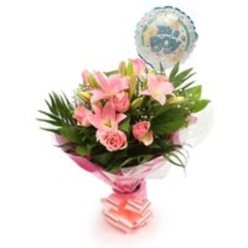 Its Boy Balloon & Pink Jewel Bouquet