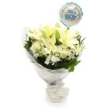 Its A Boy Balloon & White Elegance Bouquet