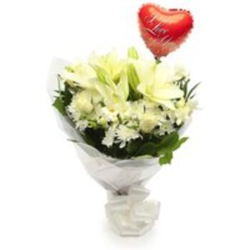 Love You Balloon & White Elegance Bouquet