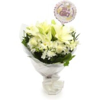 Its A Girl Balloon & White Elegance Bouquet