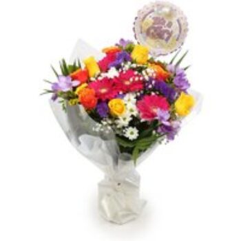 Its A Girl Balloon & Brilliant Blooms Bouquet