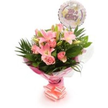 Its Girl Balloon & Pink Jewel Bouquet