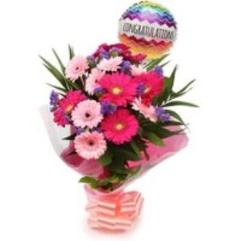 Congratulations Balloon & Gerbera Blush