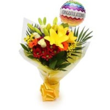 Congratulations Balloon & Sun Delight Bouquet