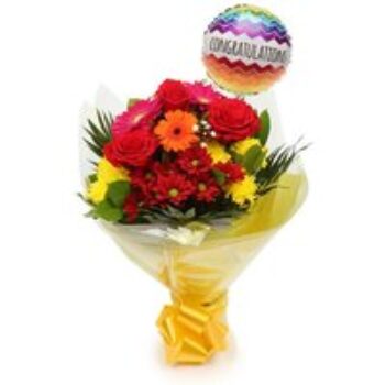 Congratulations Balloon & Beauty Blooms Bouquet