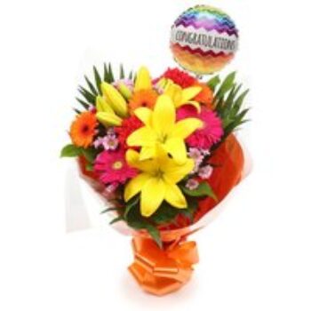 Congratulations Balloon & Summer Sun Bouquet