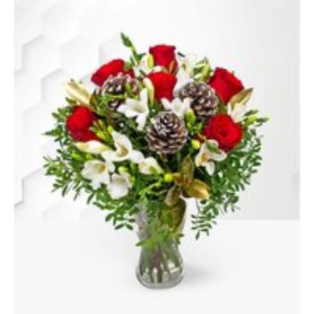 Festive Rose & Freesia – Christmas Flowers - Christmas Flowers Delivered – Christmas Bouquets – Christmas Flowers By Post