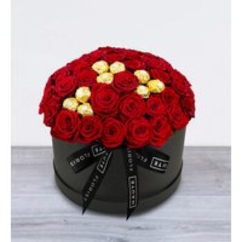 Ferrero Rose Hat Box - Red Roses - Luxury Roses - Luxury Red Roses - Flowers in a Hat Box - Luxury Flowers – Luxury Valentine’s Flowers