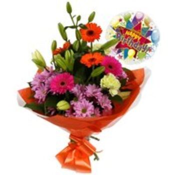 Birthday Balloon & Colour Burst Bouquet