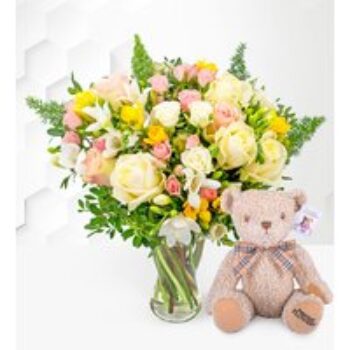 Rose and Freesia with Teddy