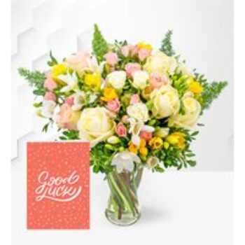 Rose and Freesia with Good Luck Card