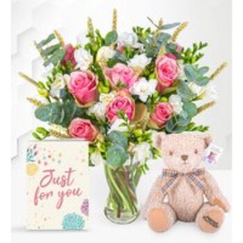 Freesia Fields with Teddy & Card