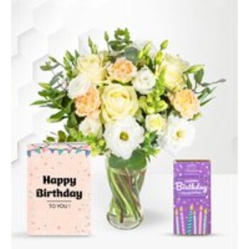 Ivory Harmony with Birthday Chocolate & Card