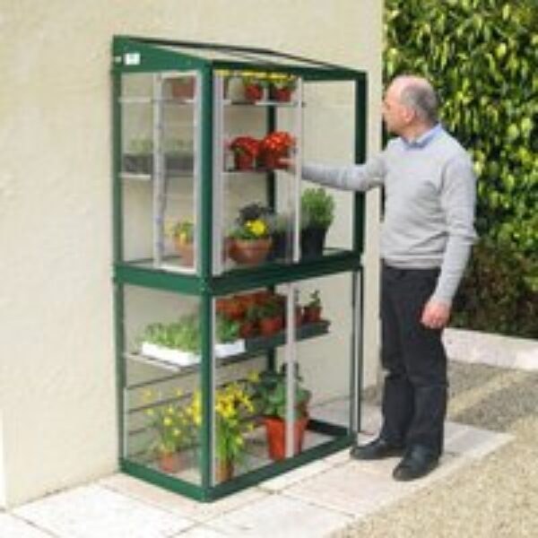 Deluxe Hampton Mini Lean-to Greenhouse Racing Green