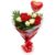 Love You Balloon & 12 Red & White Roses